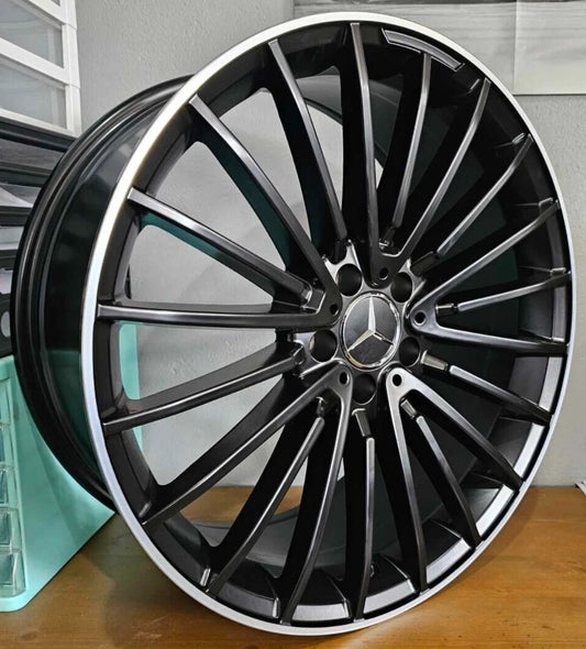 20" MERCEDES MC177 STYLE WHEELS SATIN BLACK MACHINED LIP