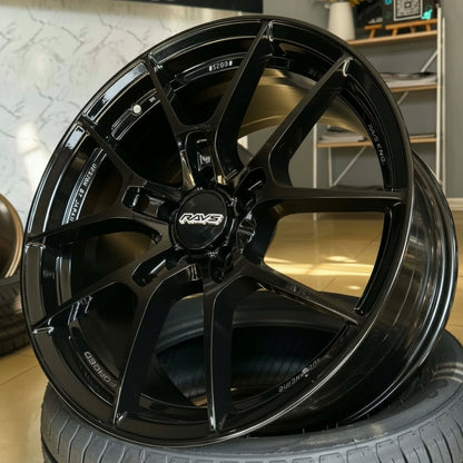 18inch Rays G025 Style Wheels Full Gloss Black Engraved