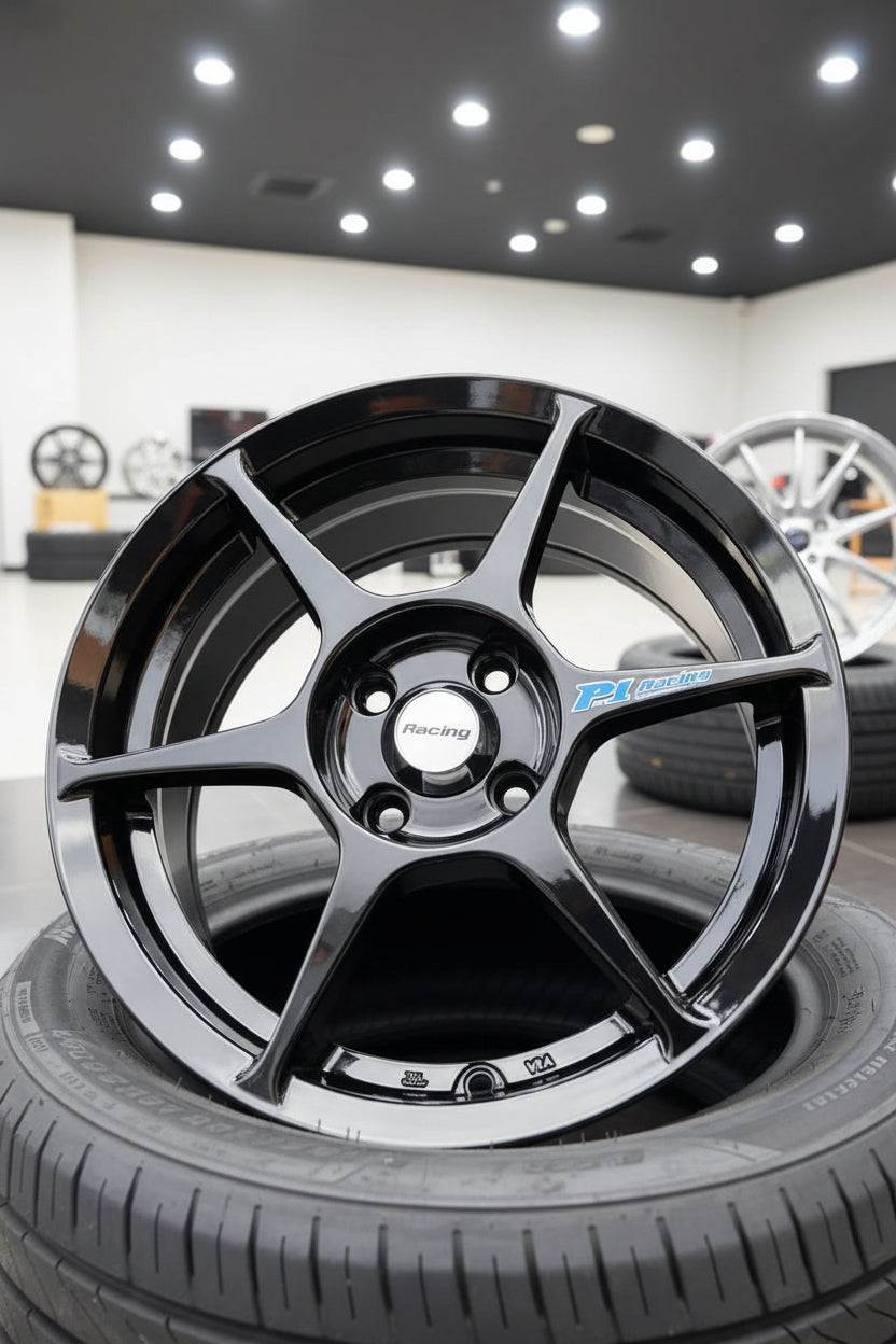 15inch Buddyclub P1 Racing Style Wheels - Gloss Black