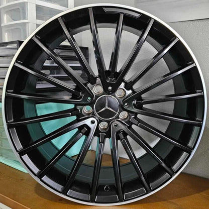 20" MERCEDES MC177 STYLE WHEELS SATIN BLACK MACHINED LIP